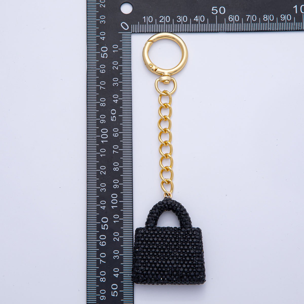18K Gold Filled Bedazzled Purse Bag Charm Keychain