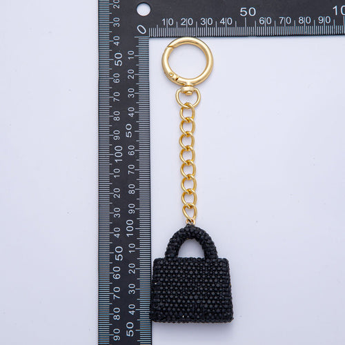 18K Gold Filled Bedazzled Purse Bag Charm Keychain