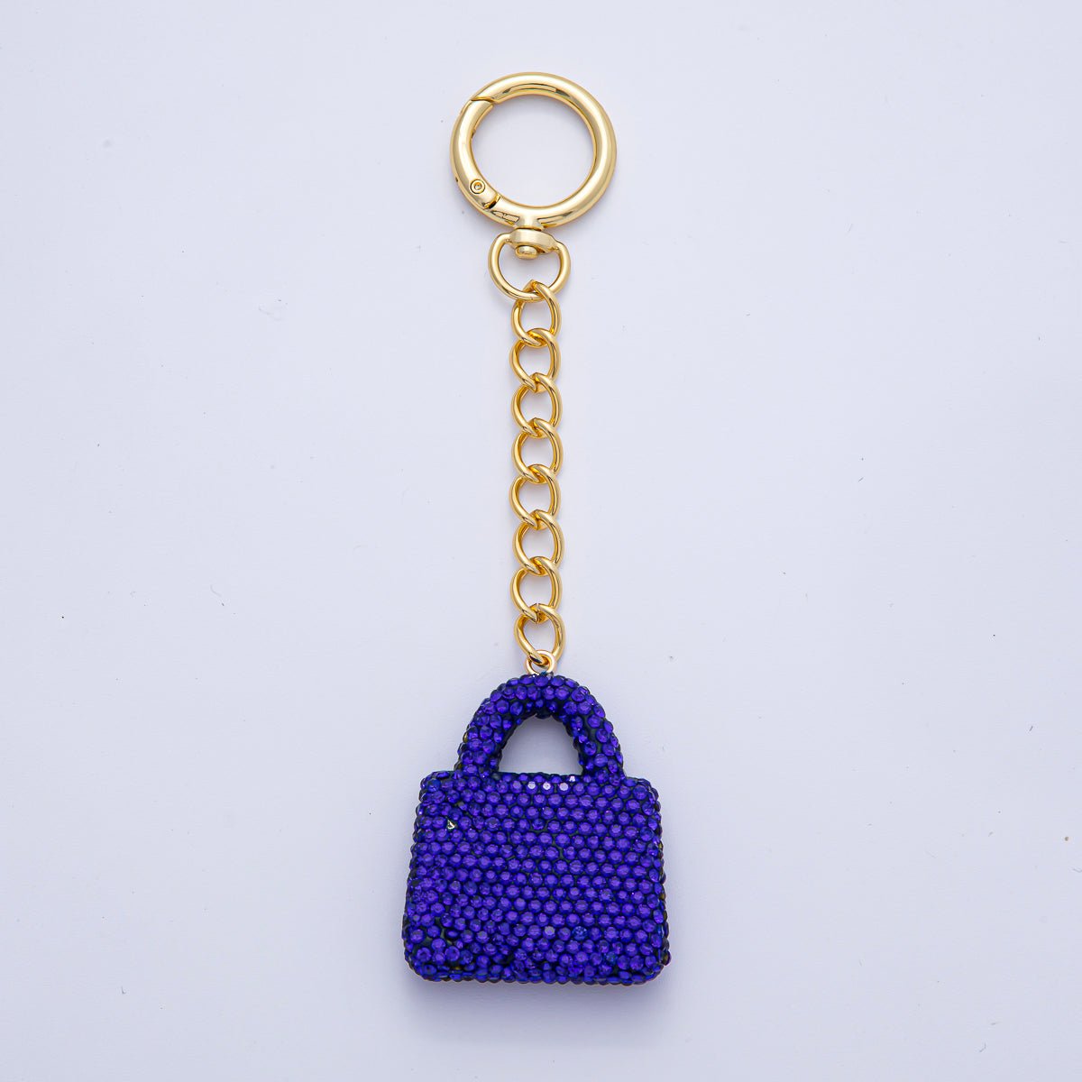 18K Gold Filled Bedazzled Purse Bag Charm Keychain