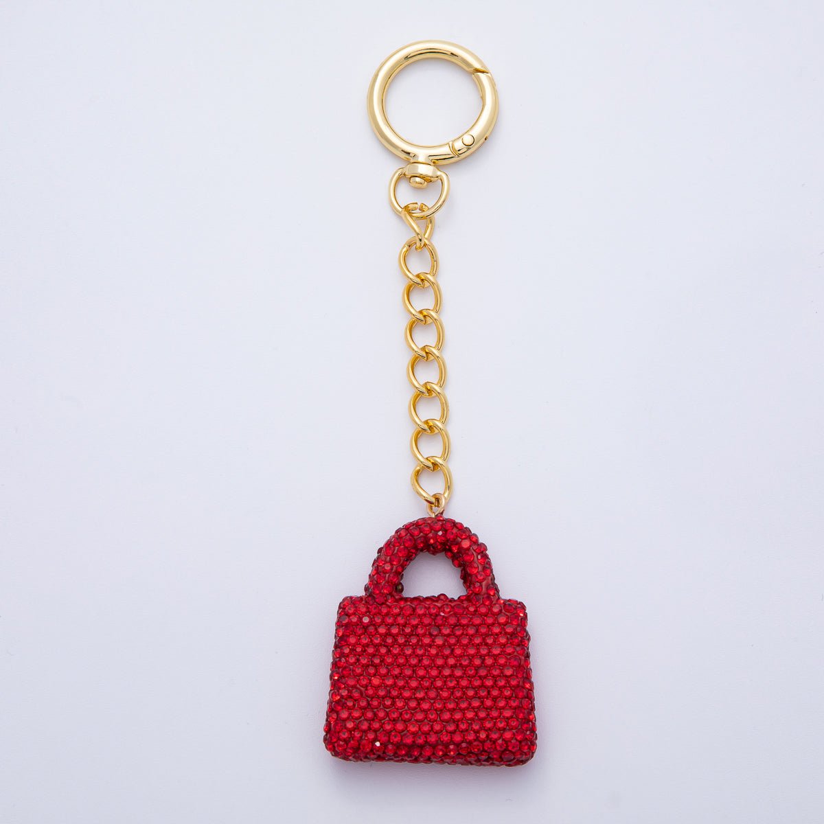 18K Gold Filled Bedazzled Purse Bag Charm Keychain