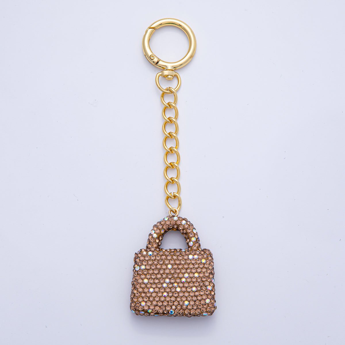 18K Gold Filled Bedazzled Purse Bag Charm Keychain