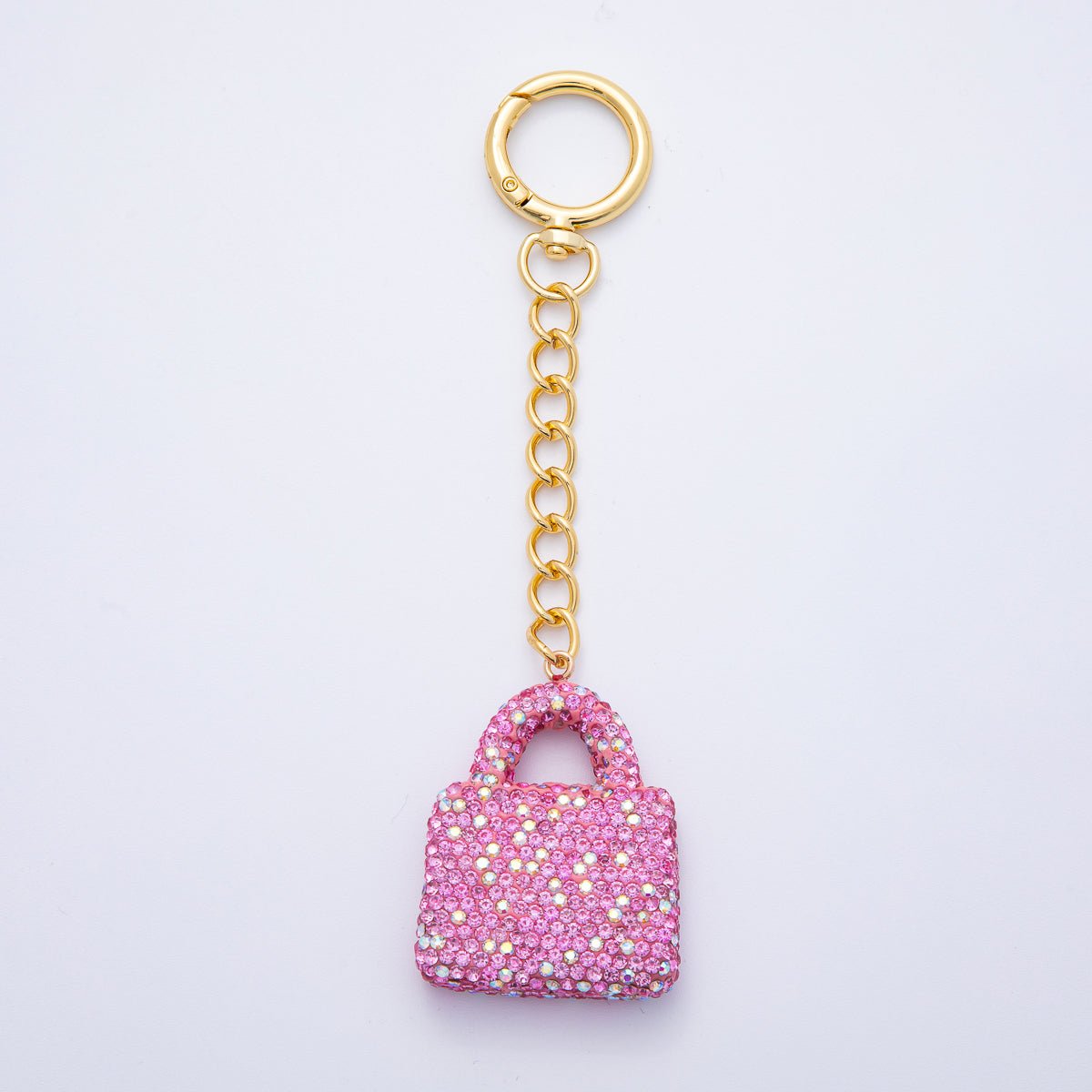 18K Gold Filled Bedazzled Purse Bag Charm Keychain