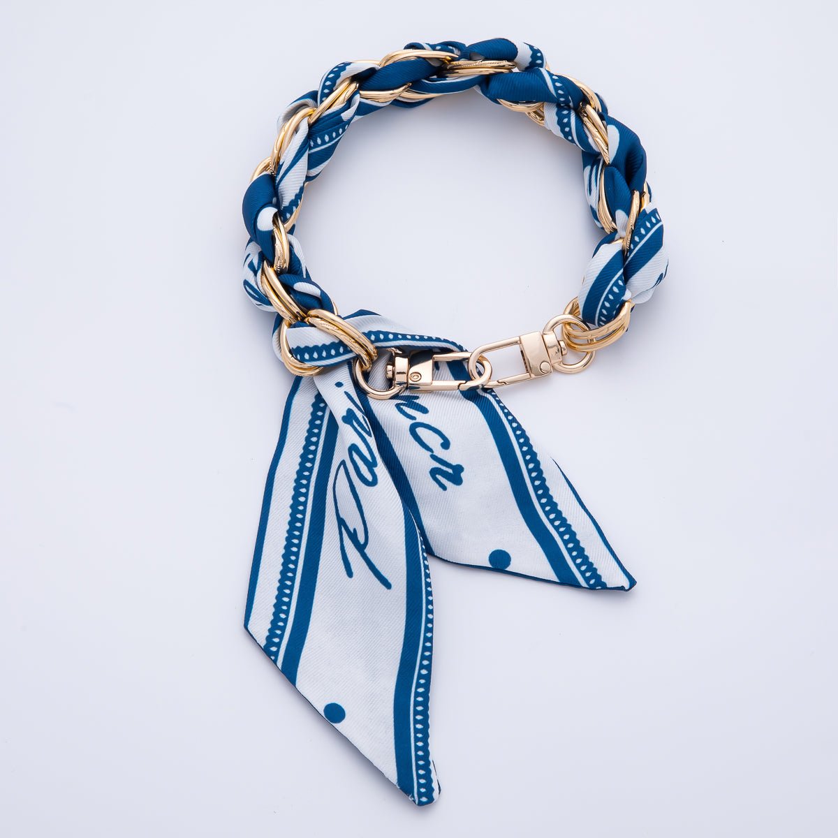 18K Gold Filled Silk Twilly Knot Bag Charm Bracelet Keychain