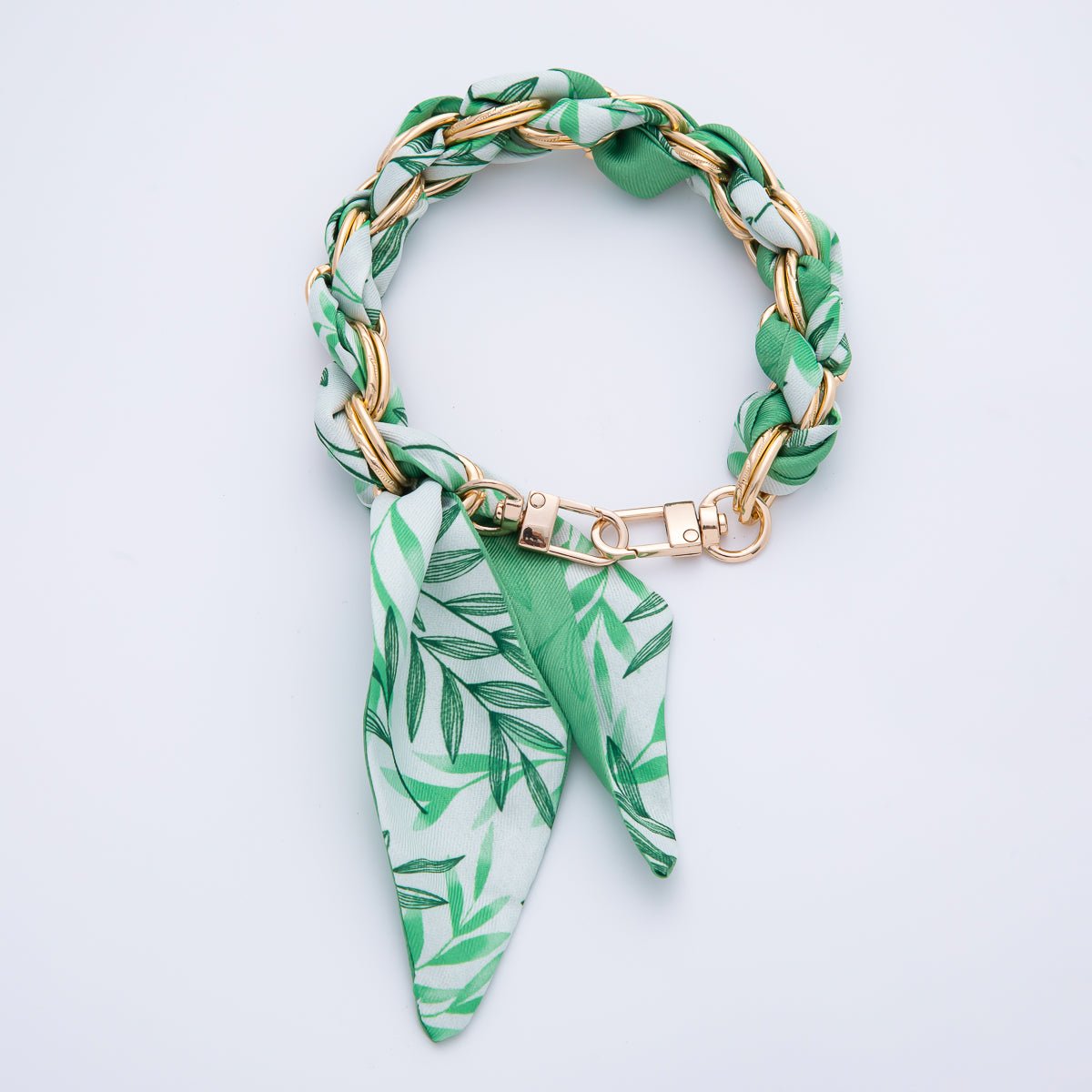 18K Gold Filled Silk Twilly Knot Bag Charm Bracelet Keychain