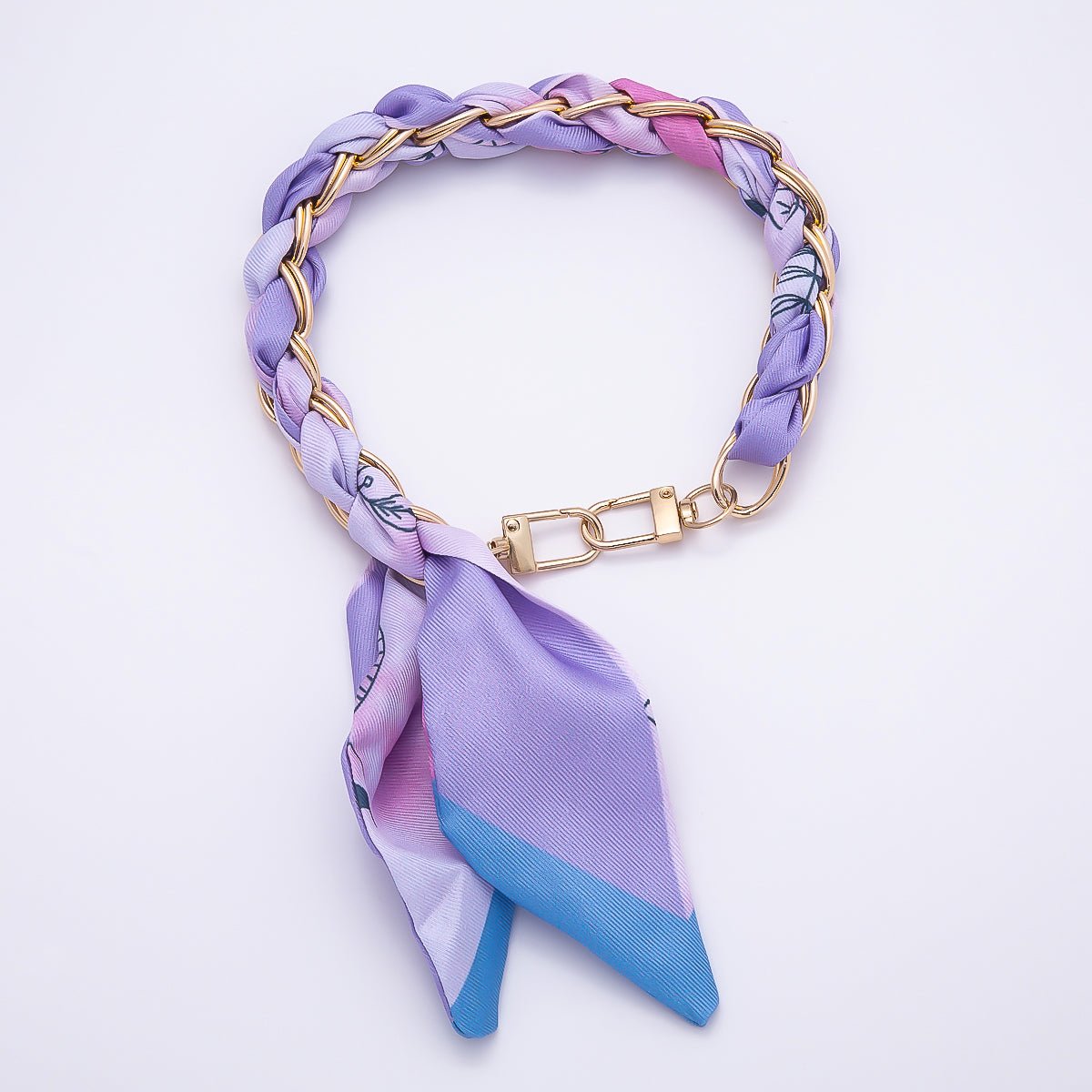 18K Gold Filled Silk Twilly Knot Bag Charm Bracelet Keychain