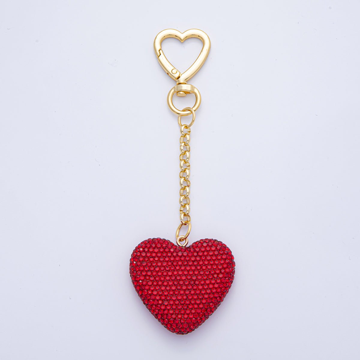 18K Gold Filled Bedazzled Heart Keychain Bag Charm
