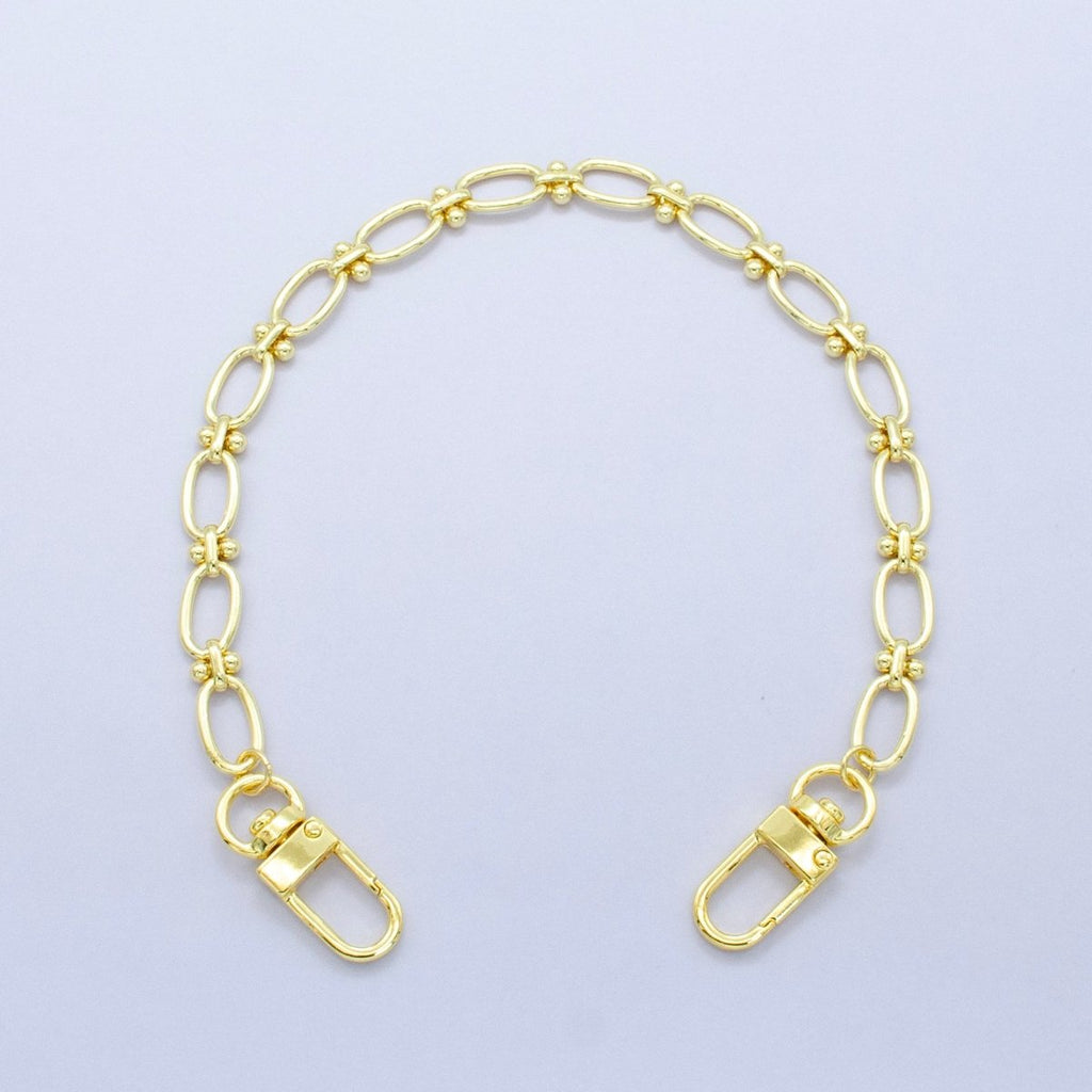 24K Gold Filled 12.5-Inch Oval Paperclip Link Chain Bag Purse Charm Swivel