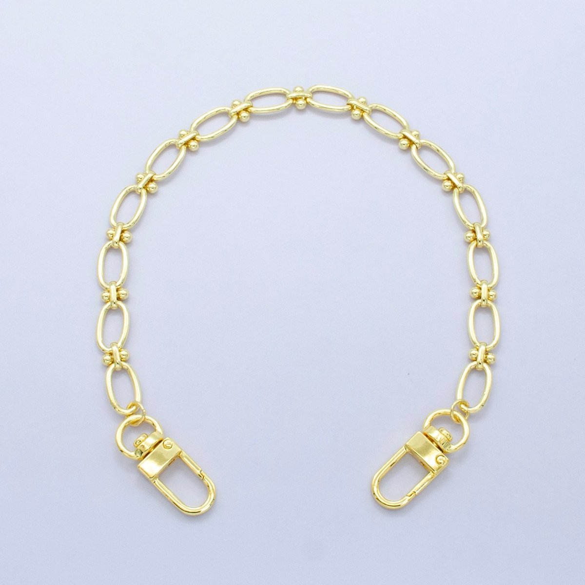 24K Gold Filled 12.5-Inch Oval Paperclip Link Chain Bag Purse Charm Swivel