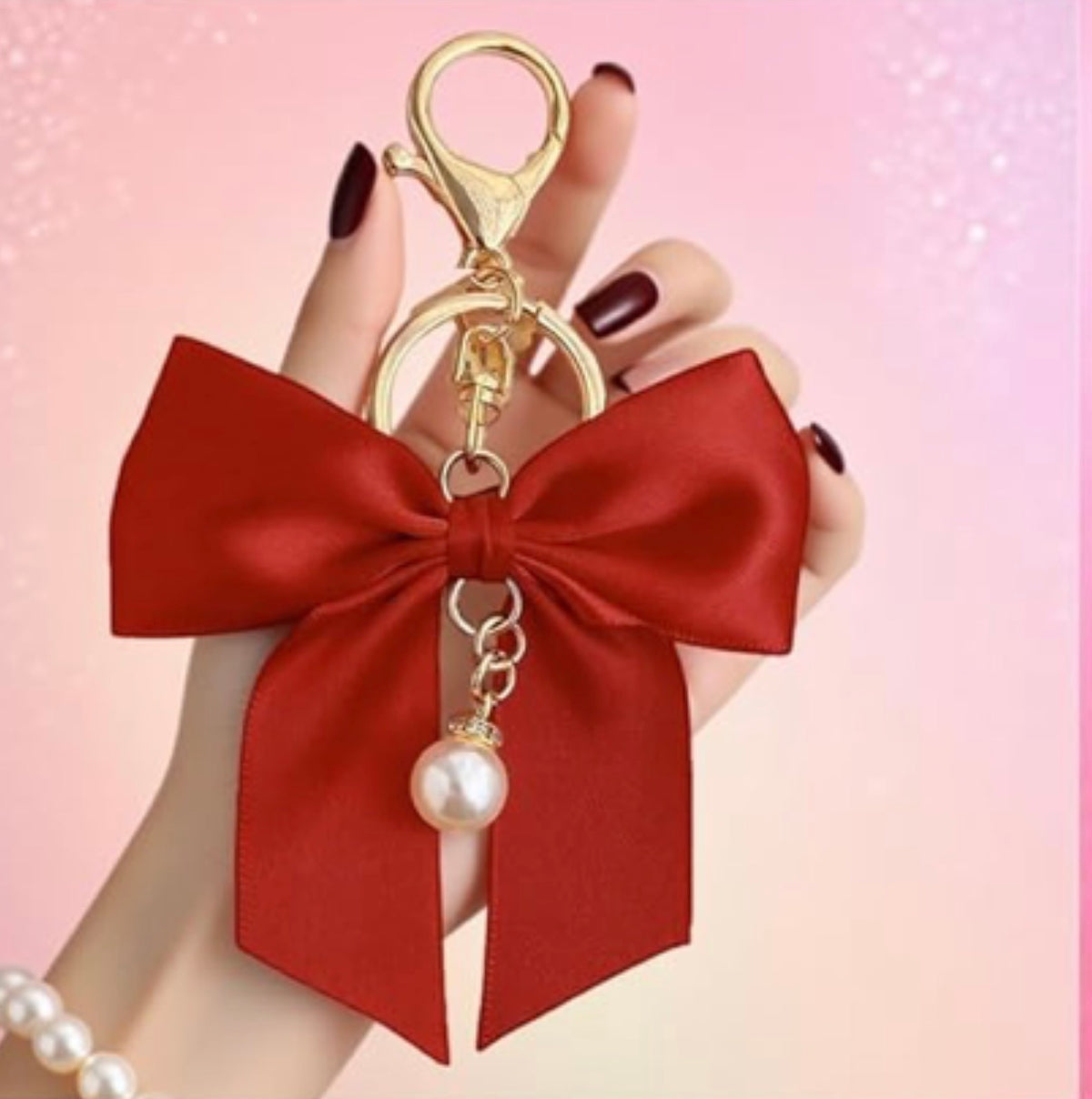 Pearl Bow Bag Charm