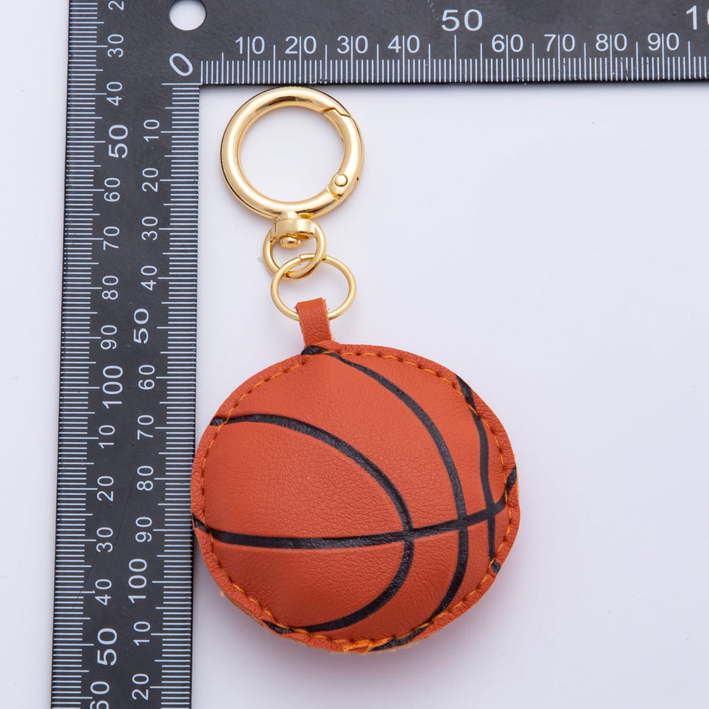 18K Gold Filled Baseball, Basketball Varsity Sport Leather Bag Charm