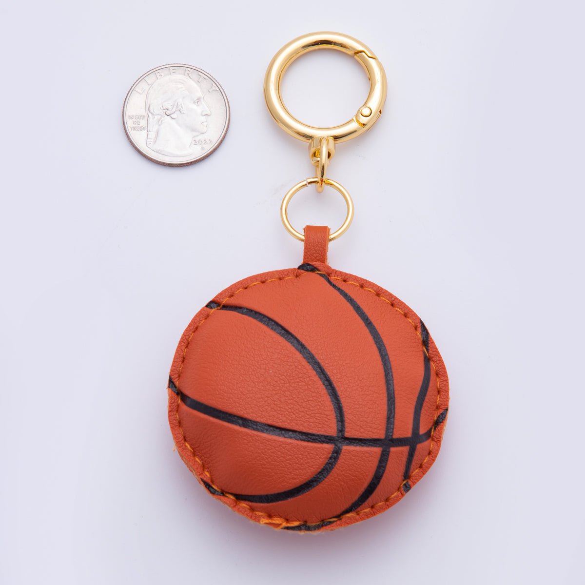 18K Gold Filled Baseball, Basketball Varsity Sport Leather Bag Charm